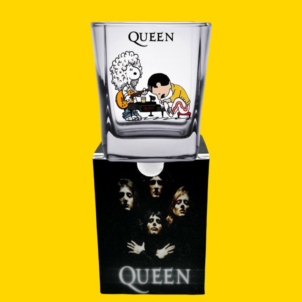 PEANUTS version QUEEN/FREDDIE Mercury Shot Glass/Matching Gift Box!